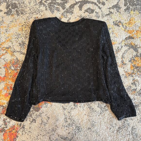 VTG SCALA Paris Milan Los Angeles Beaded Silk Jacket Size M Luxe Elegant 90s Alt - Picture 4 of 12
